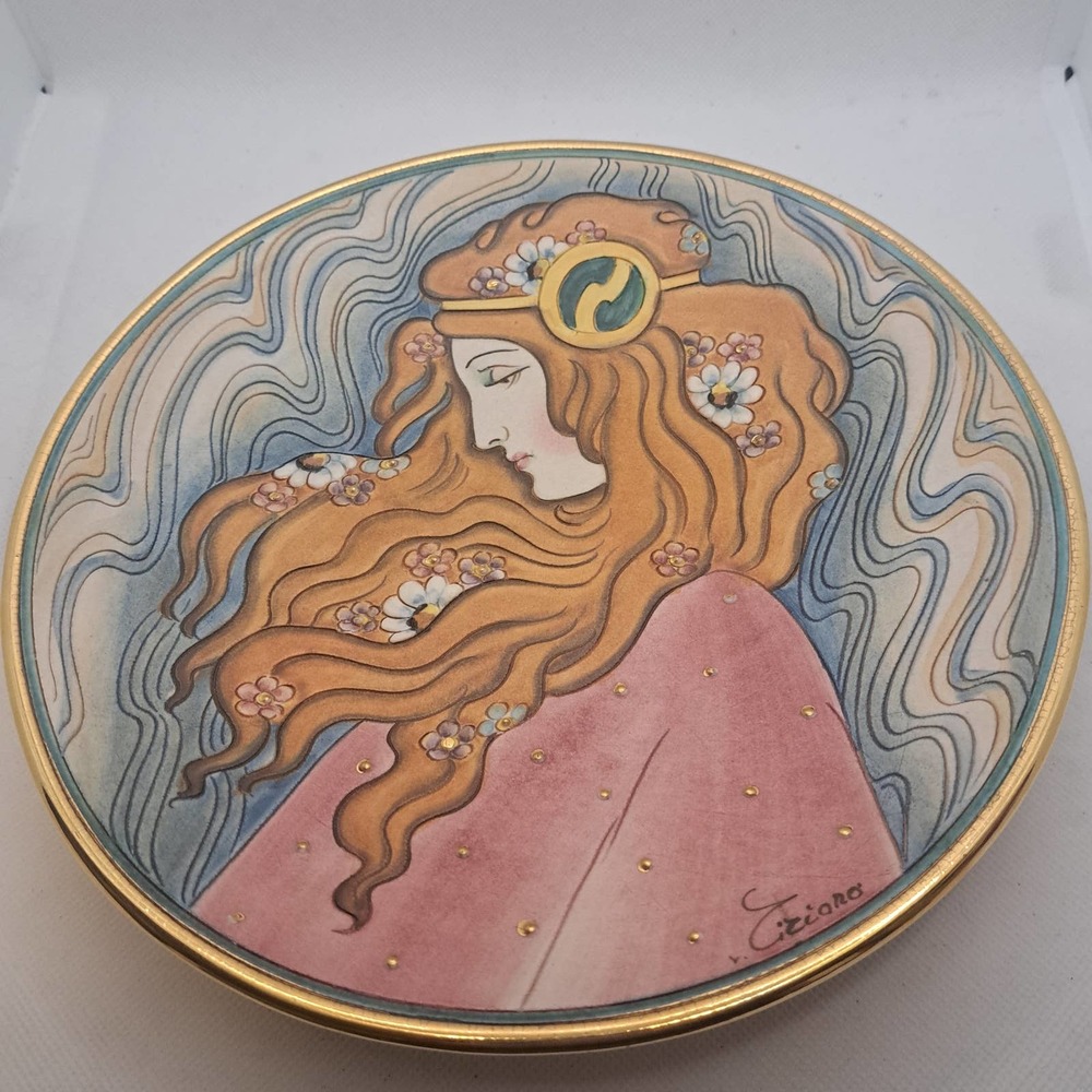 Veneto Flair La Belle Femme Series Lily Plate V Tiziano Hand Painted Italy #2463